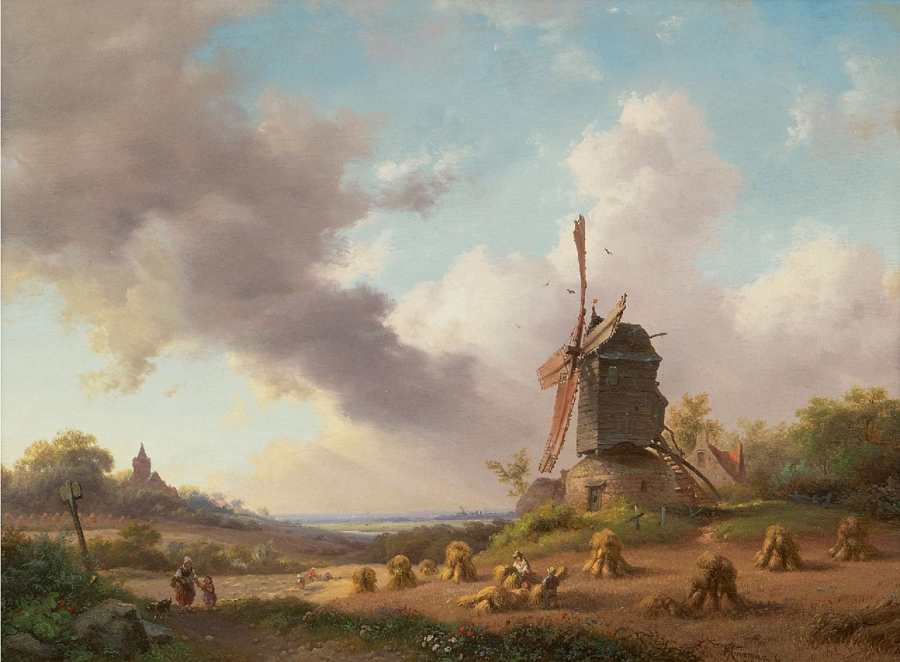 Kruseman F.M.  | Frederik Marinus Kruseman, Harvest month, August, oil on panel 28.5 x 38.5 cm, signed l.r. and dated 1850