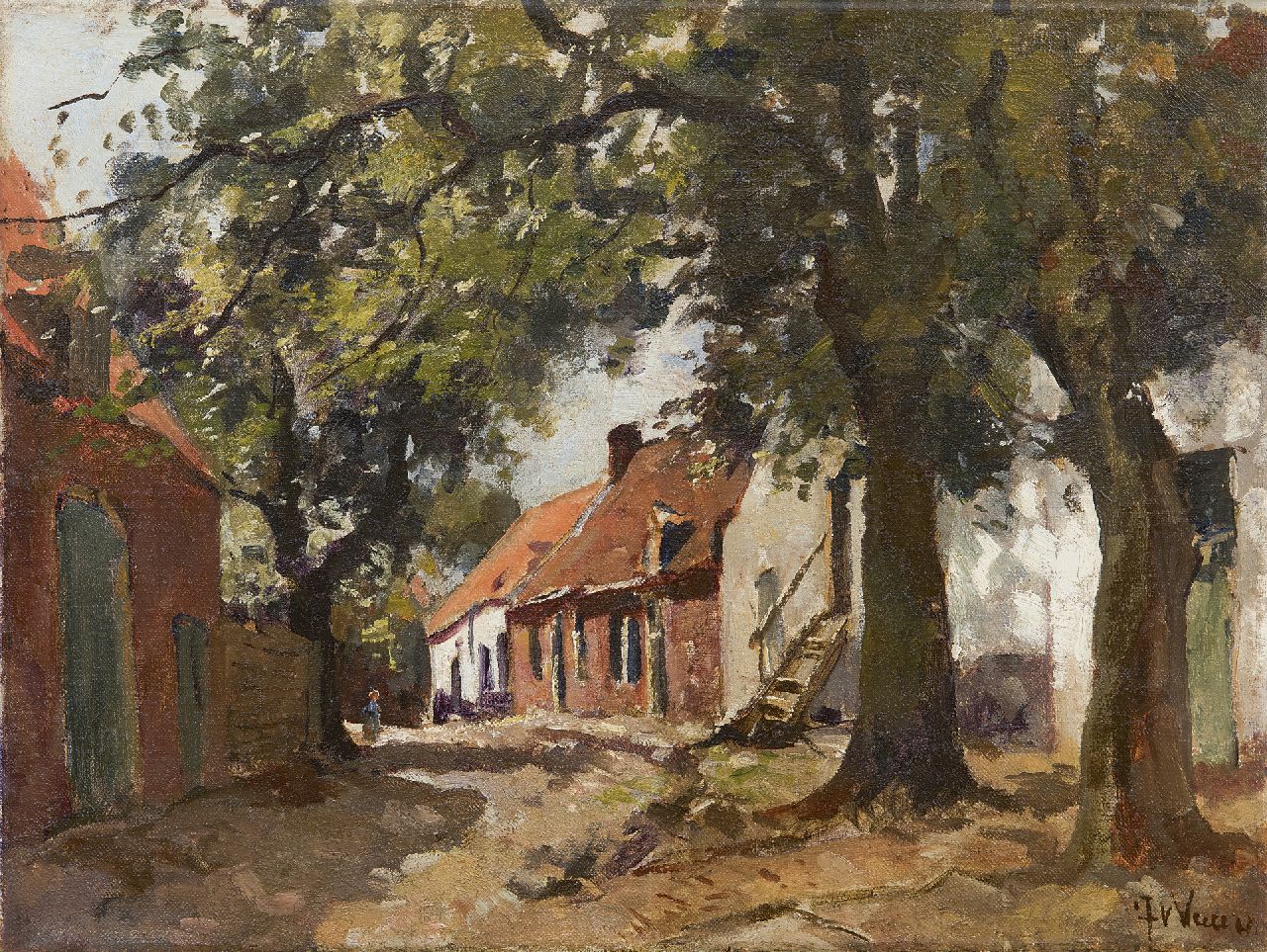 Vuuren J. van | Jan van Vuuren, Street in Harderwijk, oil on canvas 30.3 x 40.3 cm, signed l.r.