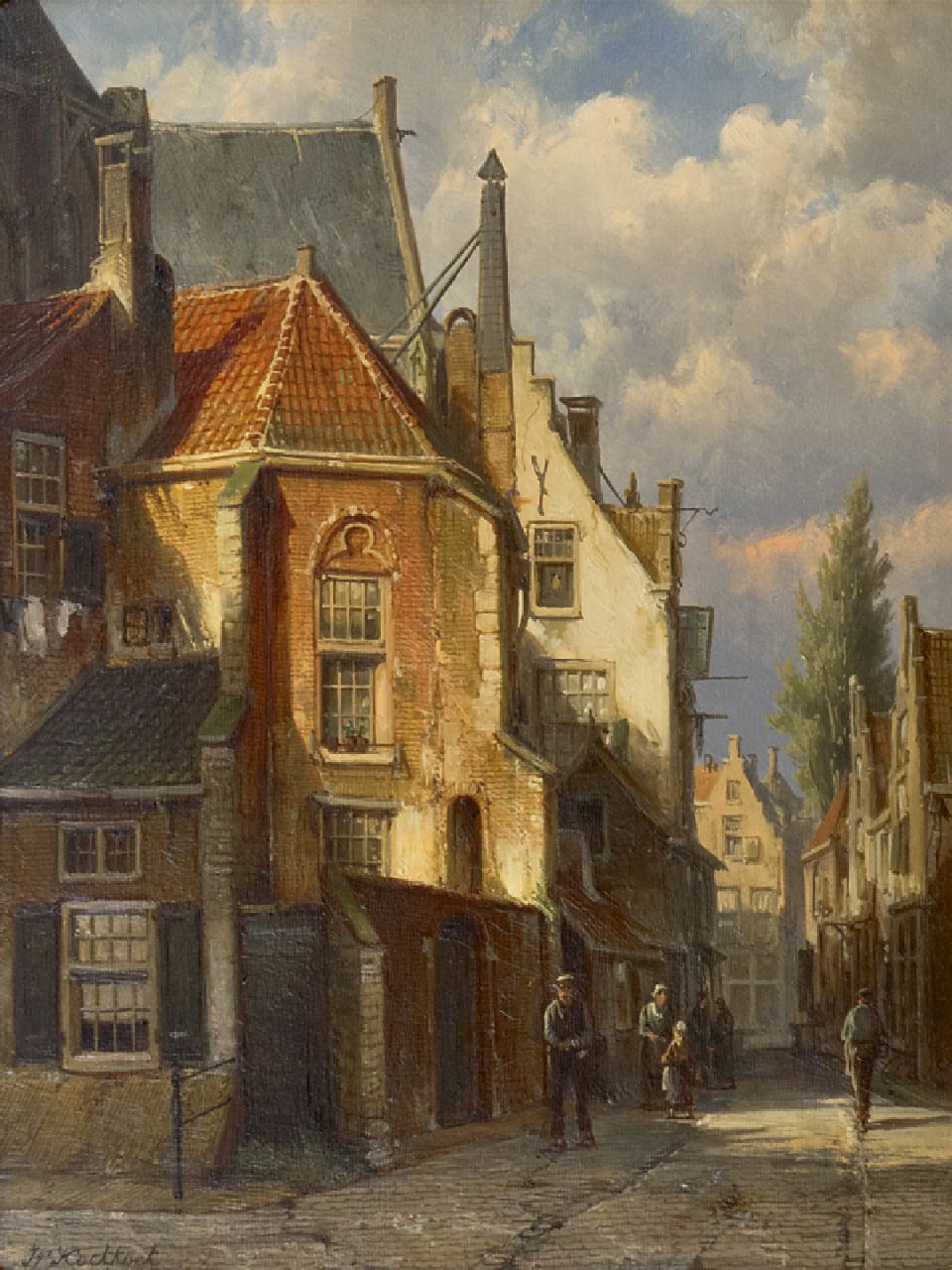 Koekkoek W.  | Willem Koekkoek | Paintings offered for sale | Street behind the church in a Dutch village, oil on panel 38.3 x 29.5 cm, signed l.l.