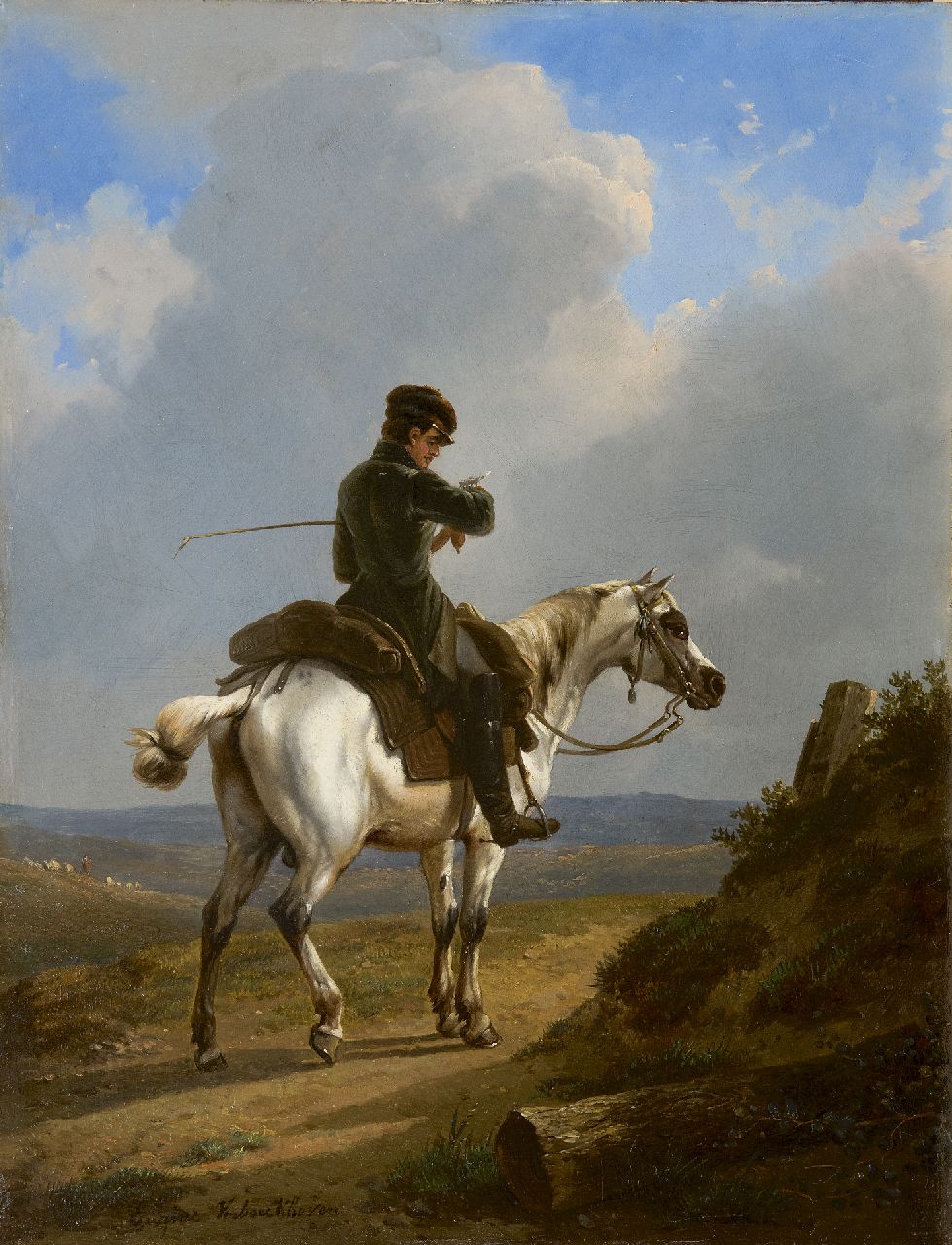 Verboeckhoven E.J.  | Eugène Joseph Verboeckhoven, A young horseman, oil on panel 34.0 x 26.0 cm, signed l.l.