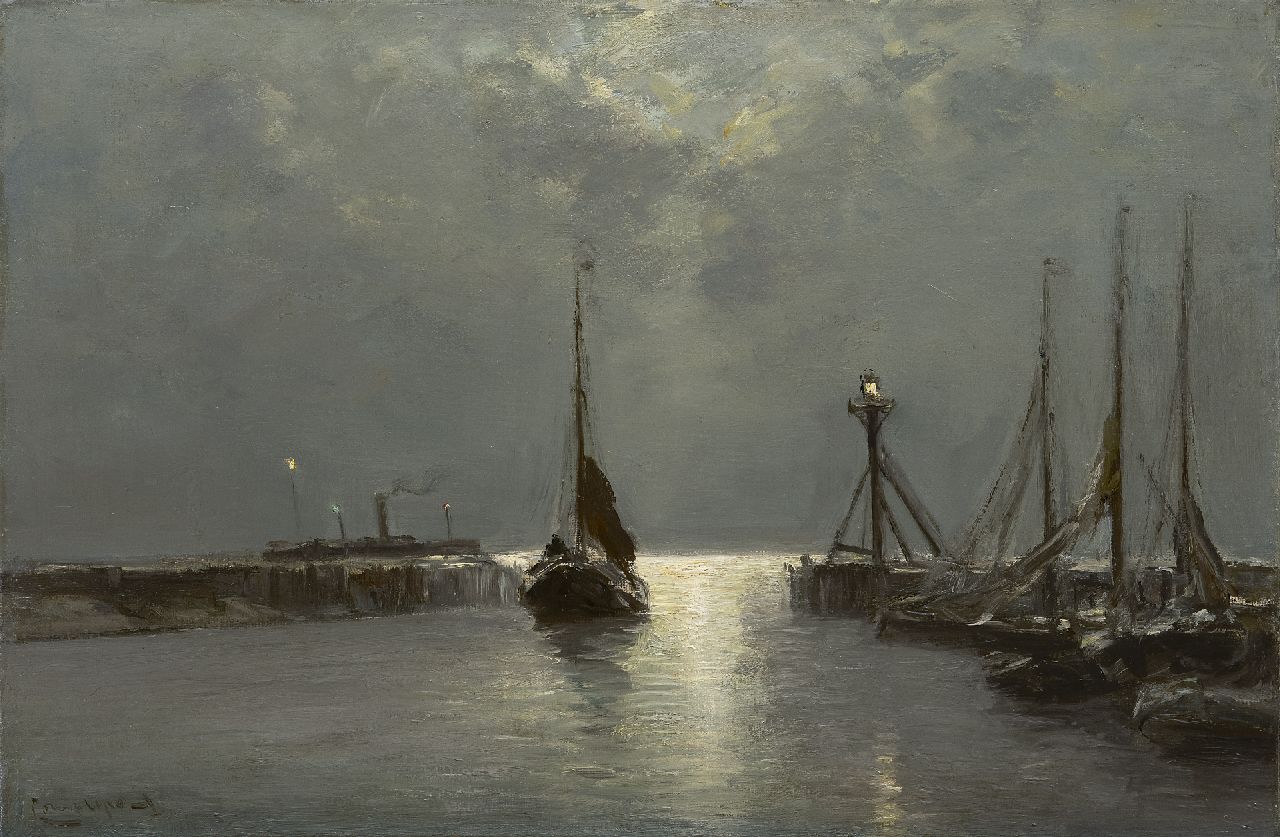 Apol L.F.H.  | Lodewijk Franciscus Hendrik 'Louis' Apol, The Enkhuizen harbour, oil on canvas 40.4 x 60.4 cm, signed l.l.