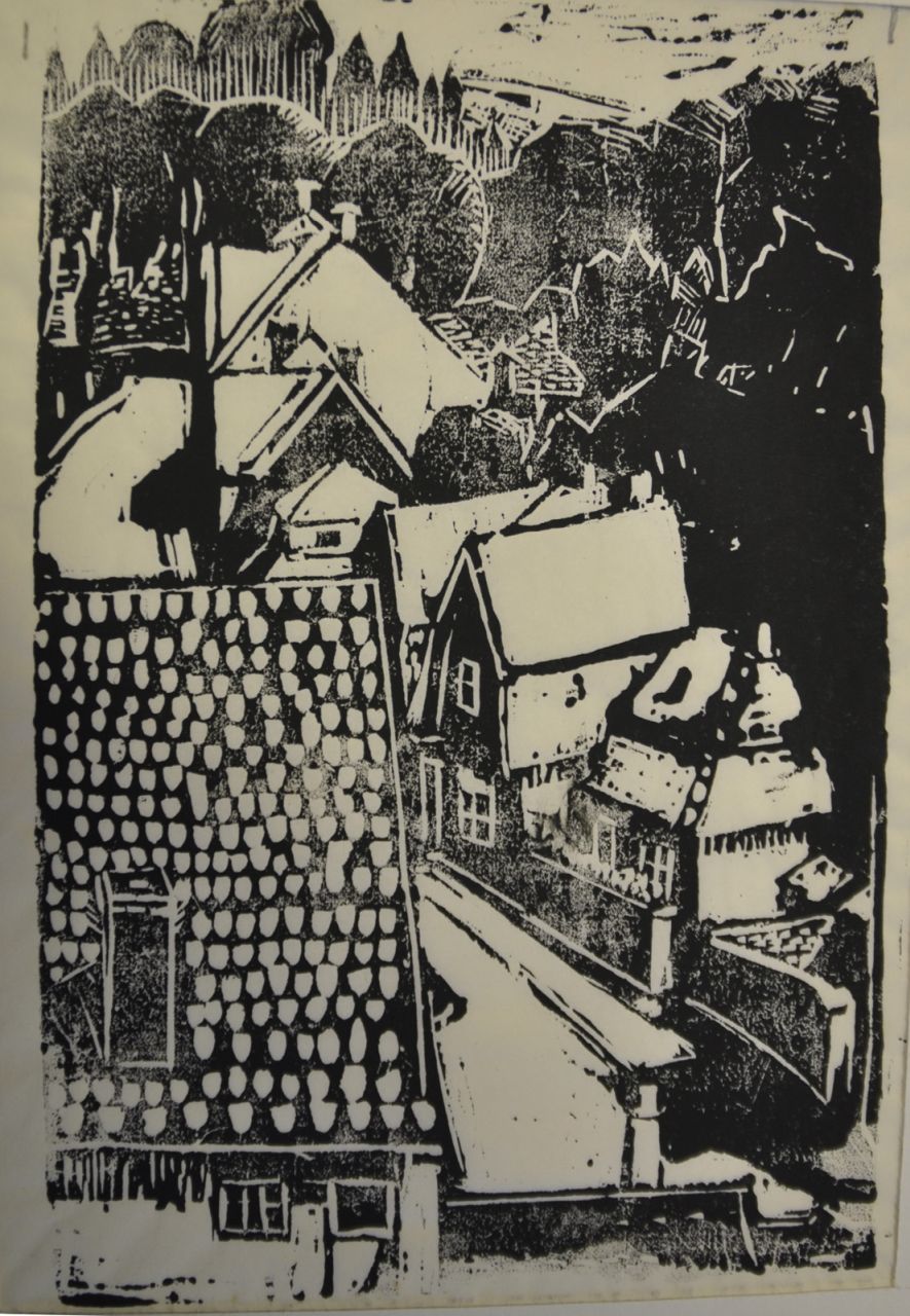 Kruyder H.J.  | 'Herman' Justus Kruyder | Prints and Multiples offered for sale | Village scene (Blaricum), woodcut on Japanese paper 21.5 x 14.5 cm