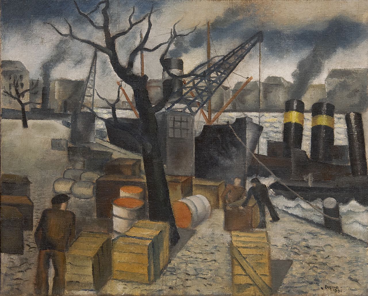 Bosma W.  | Willem 'Wim' Bosma, In the harbour, oil on canvas 45.2 x 55.4 cm, signed l.r. and dated 1930