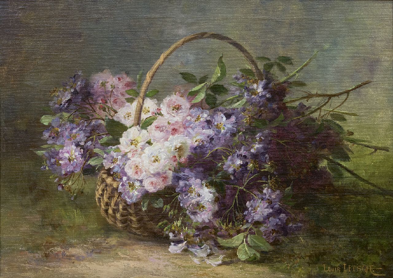 Letsch L.A.  | Ludwig Andreas 'Louis' Letsch, Roses in a basket, oil on canvas 46.5 x 66.3 cm, signed l.r.