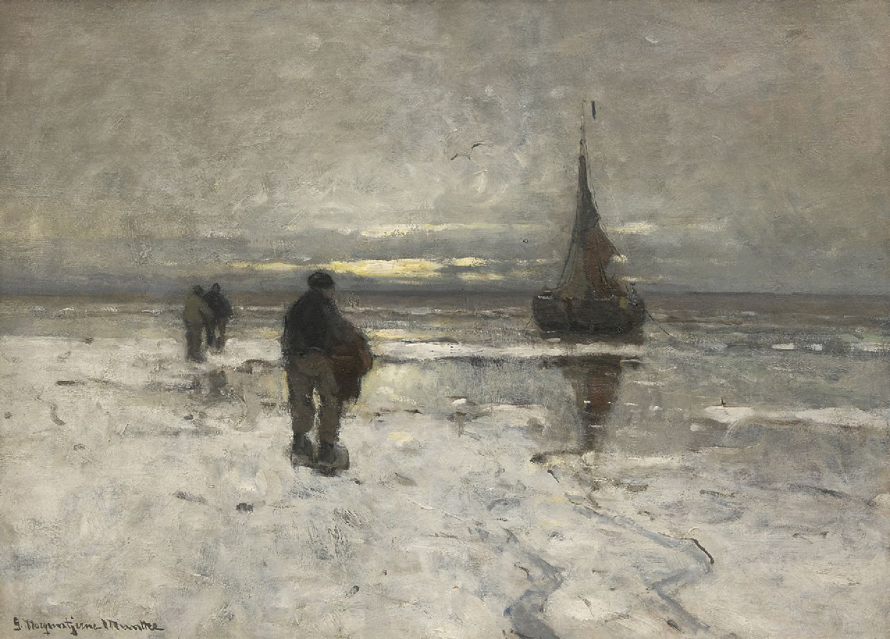 Munthe G.A.L.  | Gerhard Arij Ludwig 'Morgenstjerne' Munthe | Paintings offered for sale | The beach in winter, oil on canvas 54.0 x 75.1 cm, signed l.l.