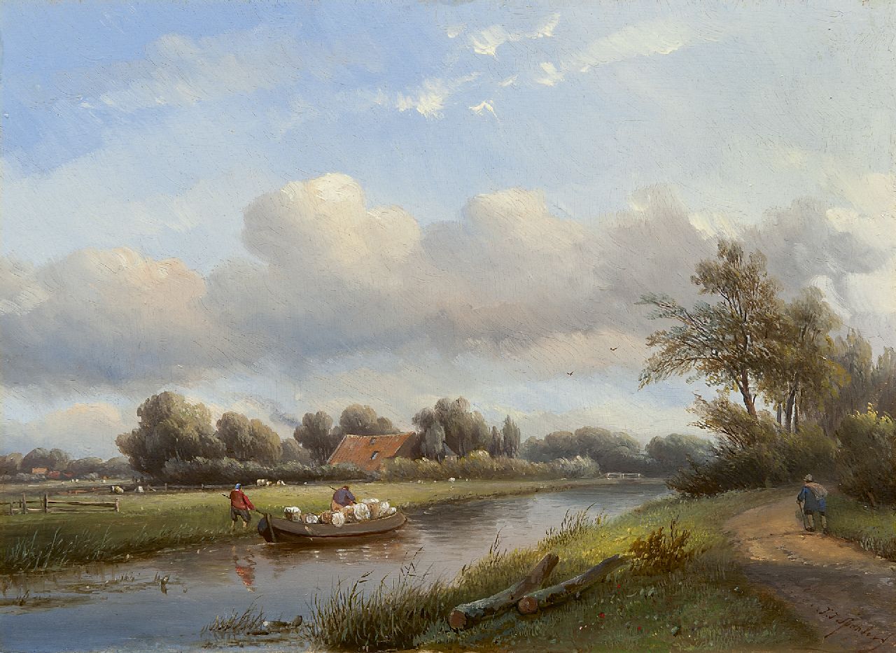 Spohler J.J.  | Jan Jacob Spohler, A summer landscape, oil on panel 28.3 x 39.0 cm, signed l.r.