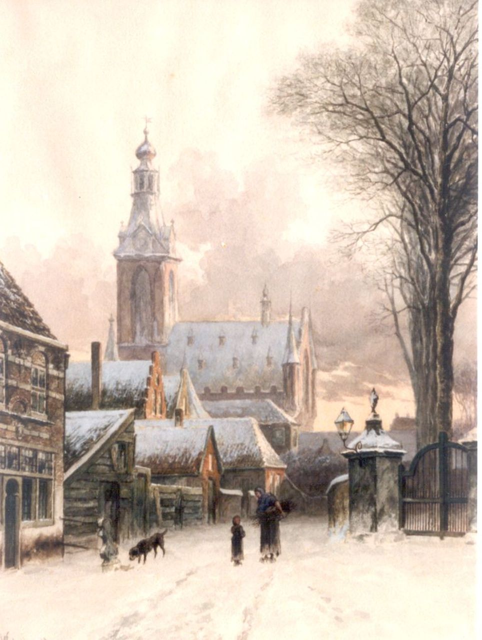 Haas Hemken W. de | Willem de Haas Hemken, A view of Heusden in winter, watercolour on paper 58.0 x 44.0 cm, signed l.l.