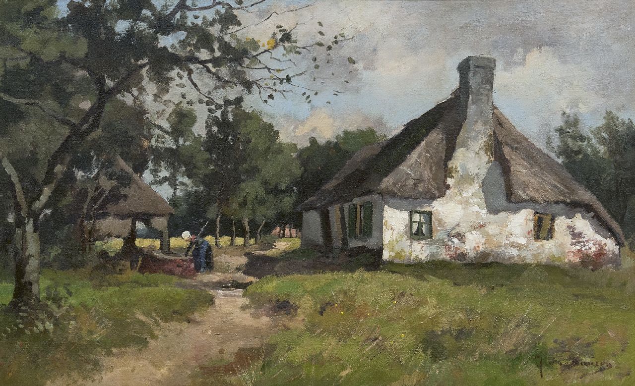 Vuuren J. van | Jan van Vuuren, Farmhouse on the Veluwe, oil on canvas 42.3 x 67.8 cm, signed l.r.