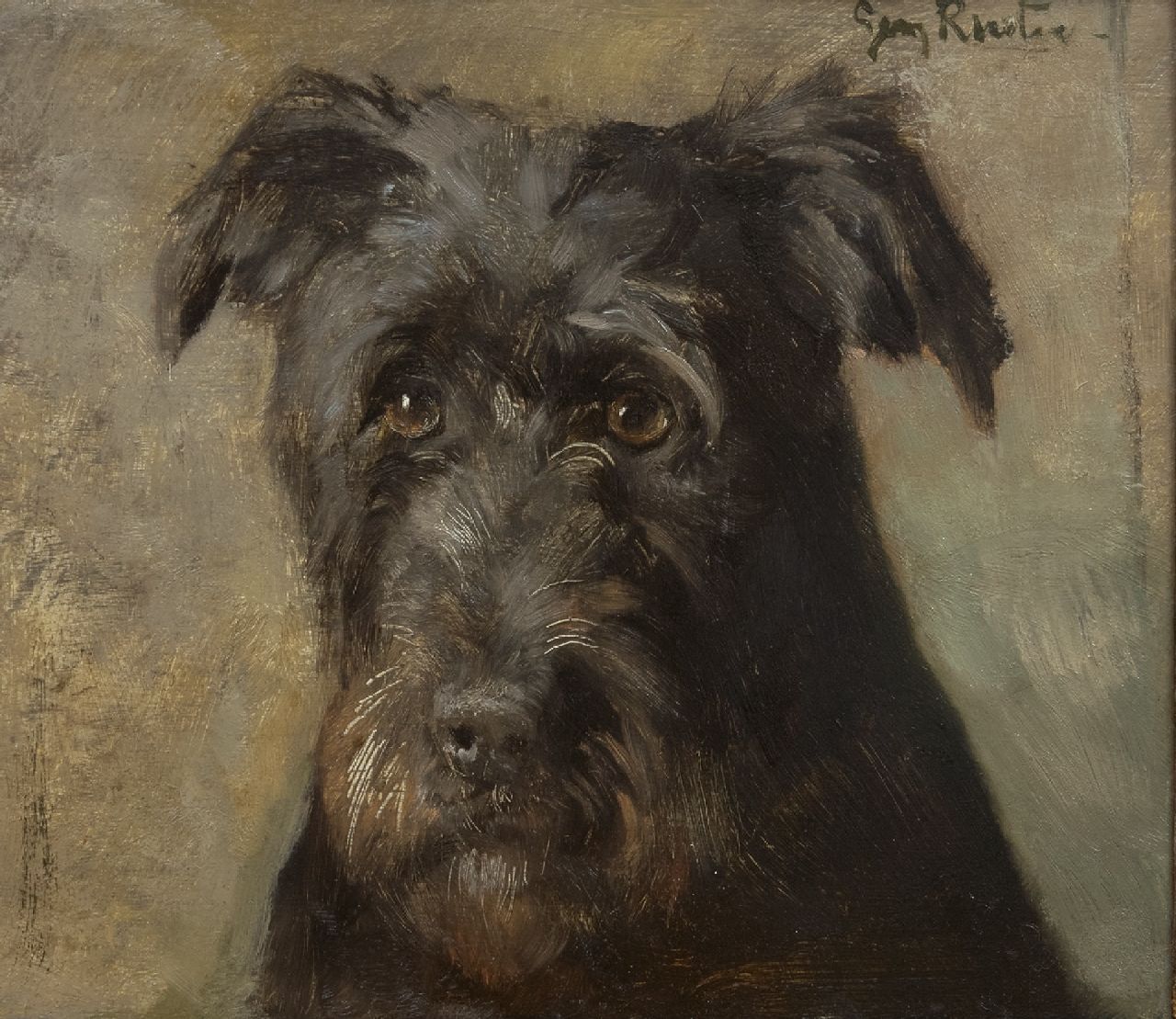 Rueter W.C.G.  | Wilhelm Christian 'Georg' Rueter, Portrait of a dog, oil on panel 26.1 x 30.2 cm, signed u.r.