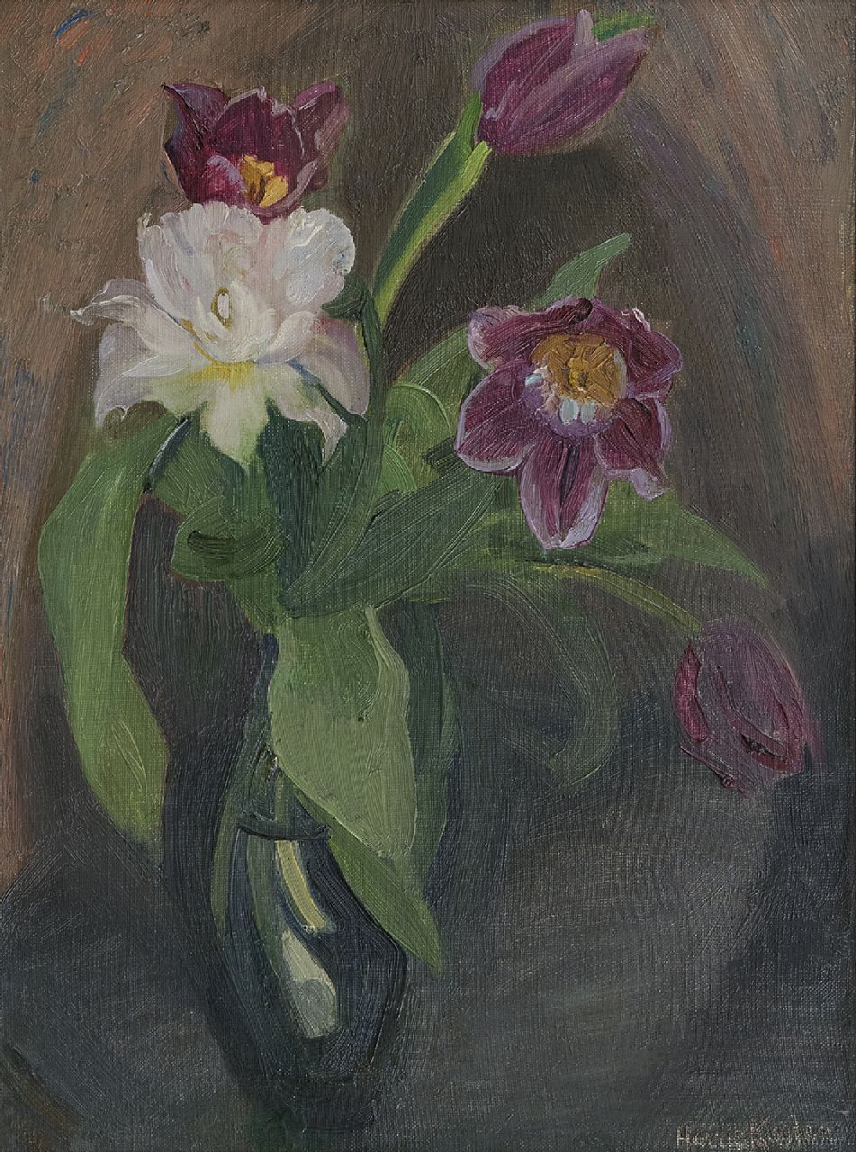 Kuijten H.J.  | Henricus Johannes 'Harrie' Kuijten | Paintings offered for sale | Tulips, oil on canvas 50.1 x 36.3 cm, signed l.r.