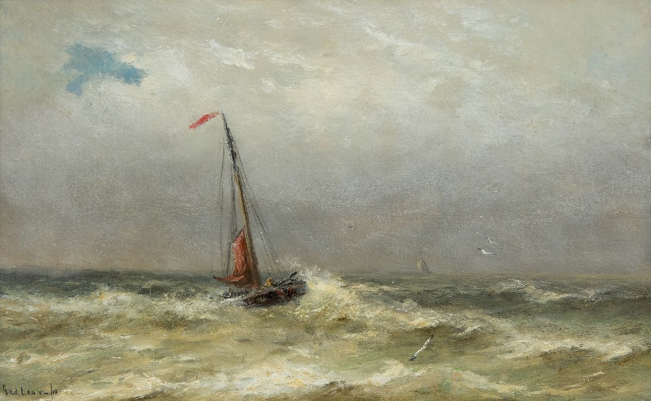 Laan G. van der | Gerard van der Laan | Paintings offered for sale | Fisching boat, oil on panel 20.1 x 32.5 cm, signed l.l.