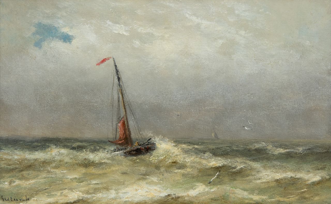 Laan G. van der | Gerard van der Laan, Fisching boat, oil on panel 20.1 x 32.5 cm, signed l.l.