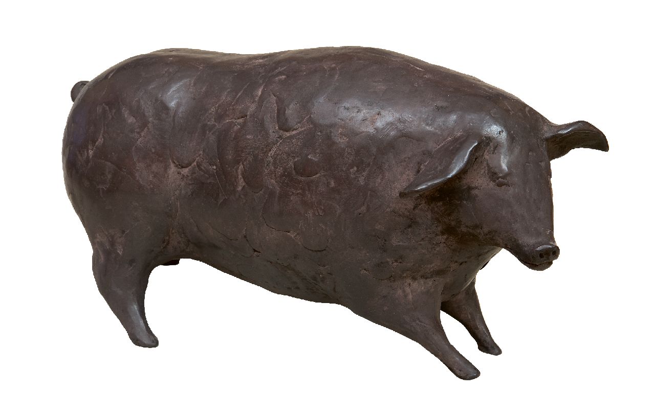 Hemert E. van | Evert van Hemert, Edwina, patinated bronze 14.0 x 30.0 cm, signed with monogram on the belly and executed in 2012