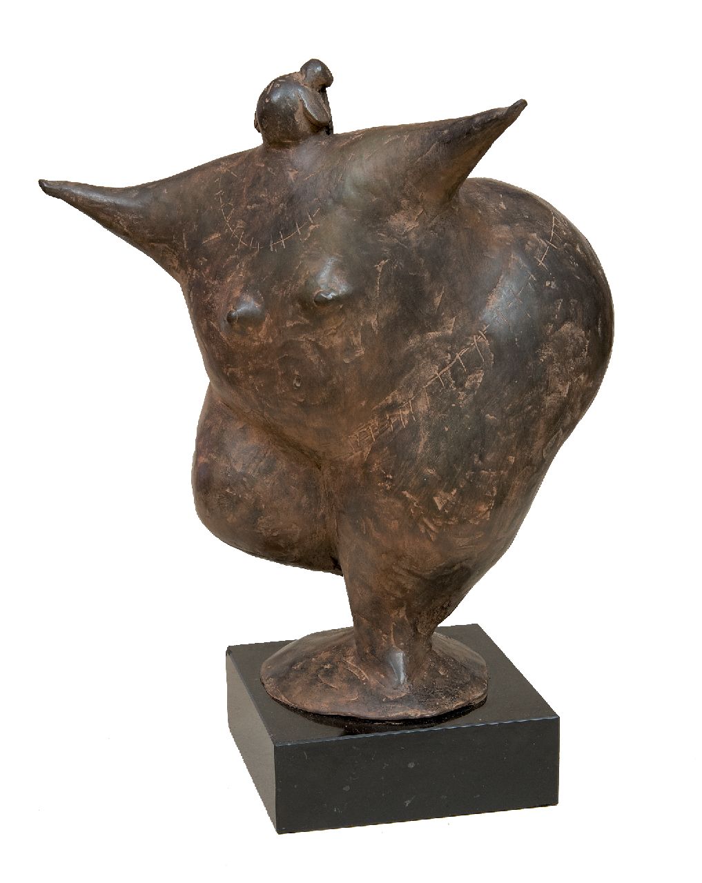 Hemert E. van | Evert van Hemert, Gerda, patinated bronze 27.0 x 23.0 cm, signed with monogram on the base and executed in 2012