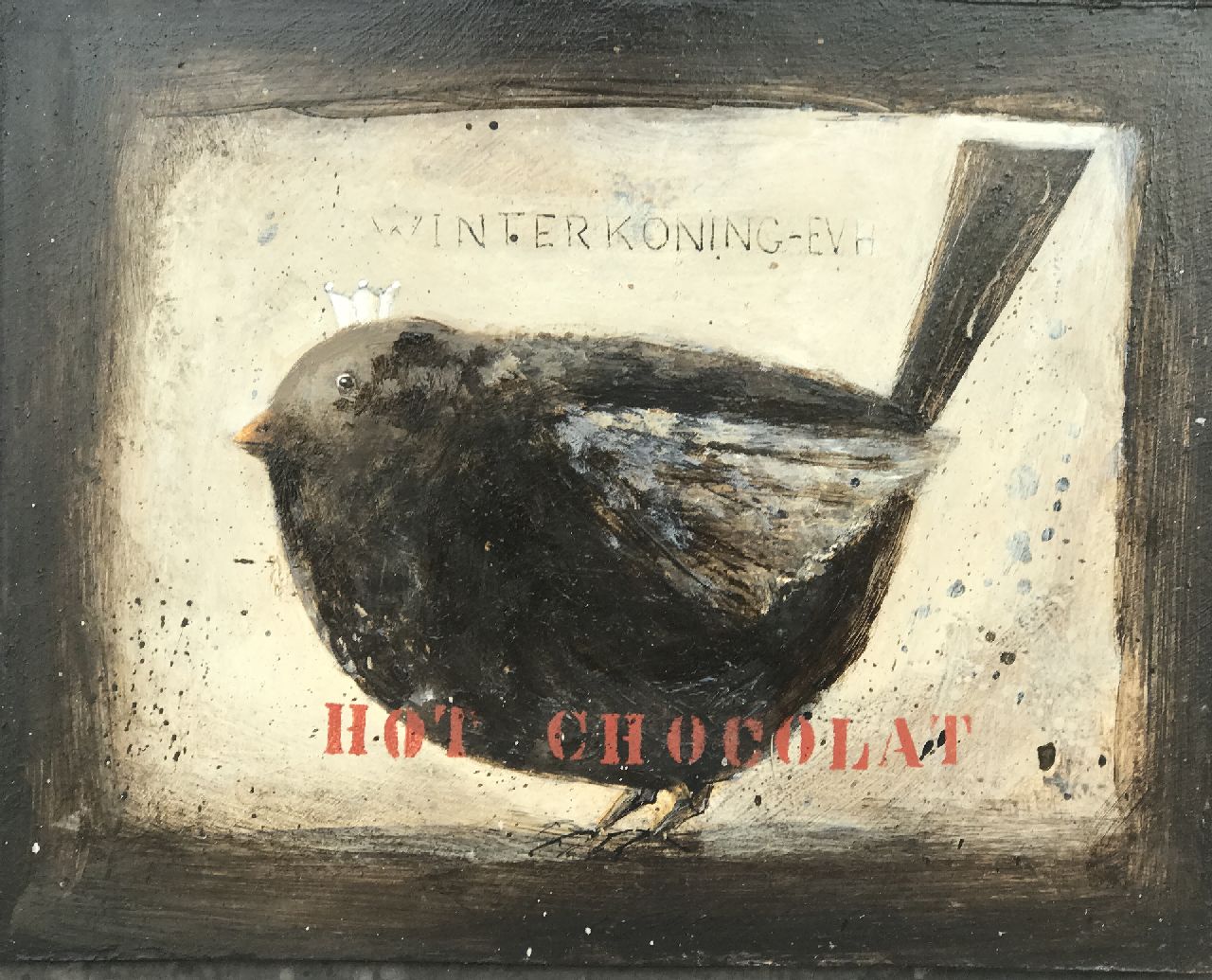 Hemert E. van | Evert van Hemert, Winterkoning, acrylic on board 20.1 x 25.3 cm, signed u.c. with initials