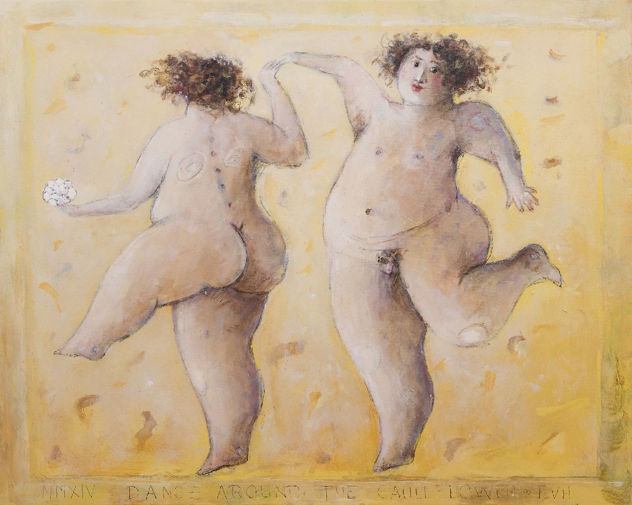 Hemert E. van | Evert van Hemert, Dance around the cauliflower, acrylic on canvas 80.0 x 100.8 cm, signed l.r. with initials and dated MMXIV