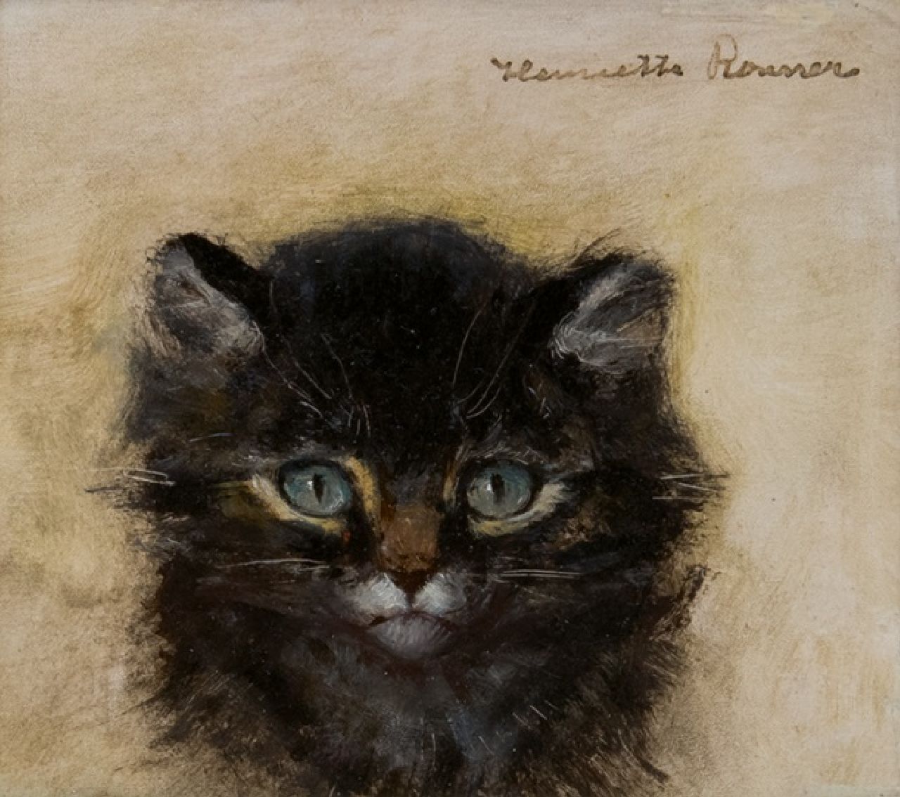 Ronner-Knip H.  | Henriette Ronner-Knip, Kitten, oil on panel 12.0 x 13.4 cm, signed u.r.