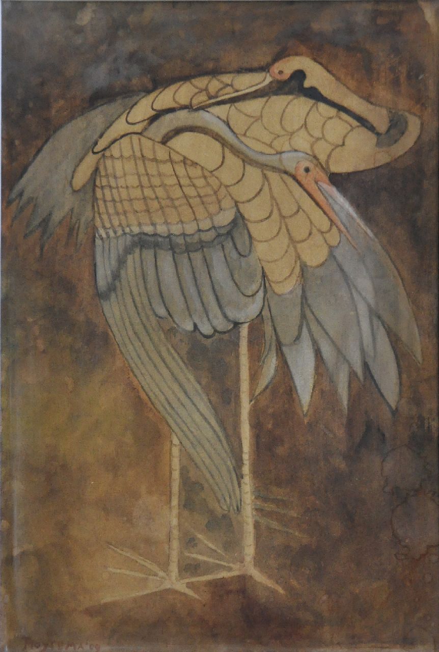 Hoytema Th. van | Theodorus 'Theo' van Hoytema, Cranes, watercolour on paper 30.0 x 21.0 cm, signed l.l. and dated '09