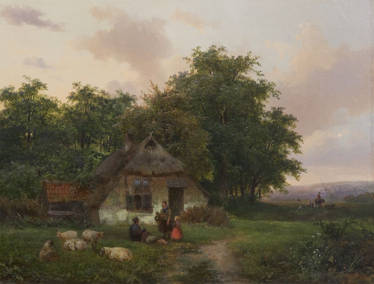 Rietstap A.R.  | Antonius Renardus Rietstap | Paintings offered for sale | A landscape with land folk near a farm, oil on panel 34.3 x 45.0 cm, signed l.r. (indistinctly) and without frame