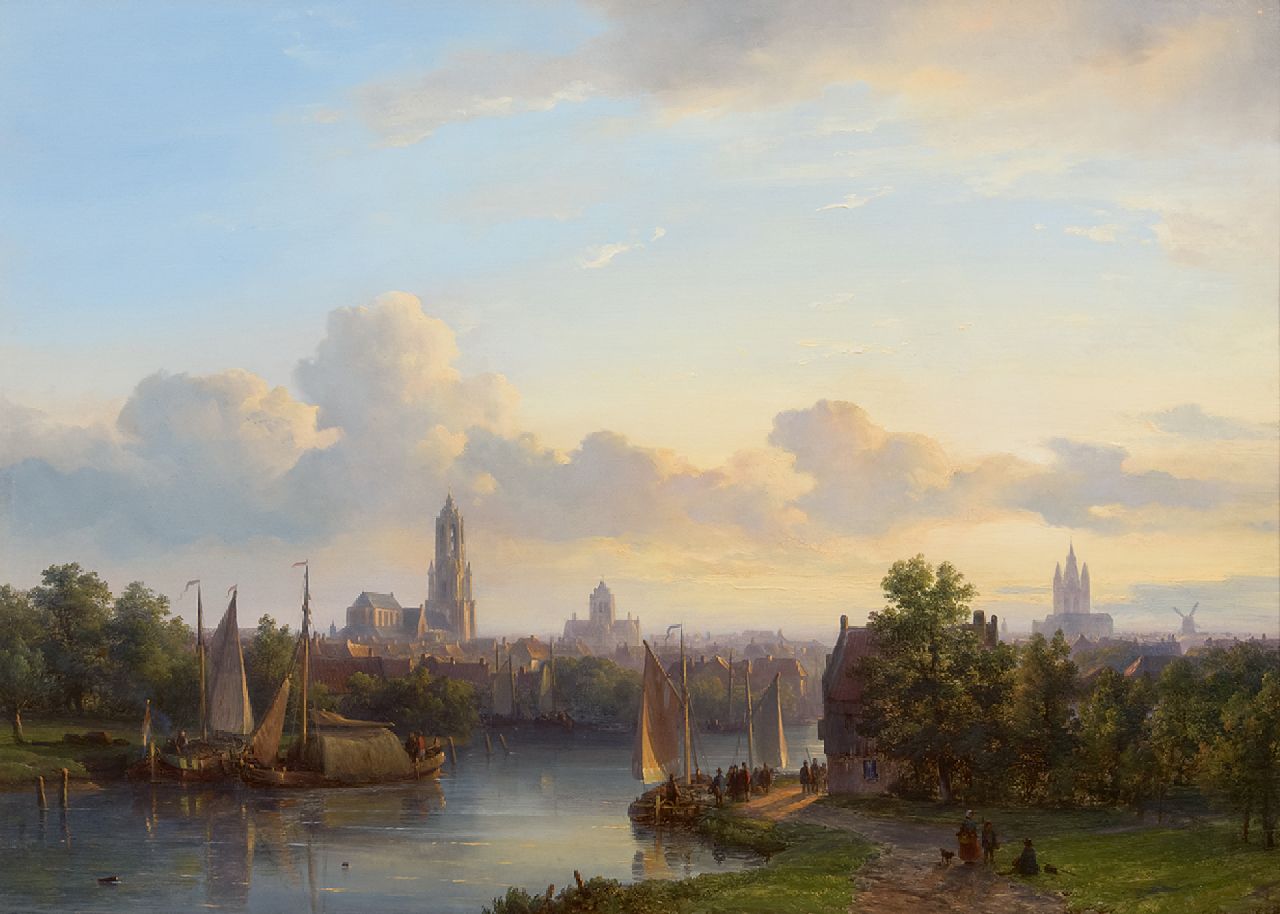 Kleijn L.J.  | Lodewijk Johannes Kleijn, A Panoramic View of Delft, oil on panel 43.5 x 60.7 cm, signed l.r.