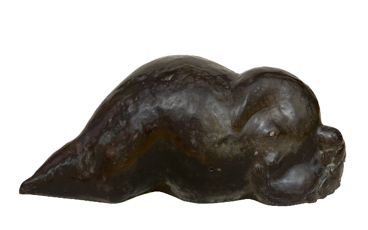 Hemert E. van | Evert van Hemert, Lazy Sunday afternoon, patinated bronze 21.0 cm, signed on the top of the head and executed in 2000