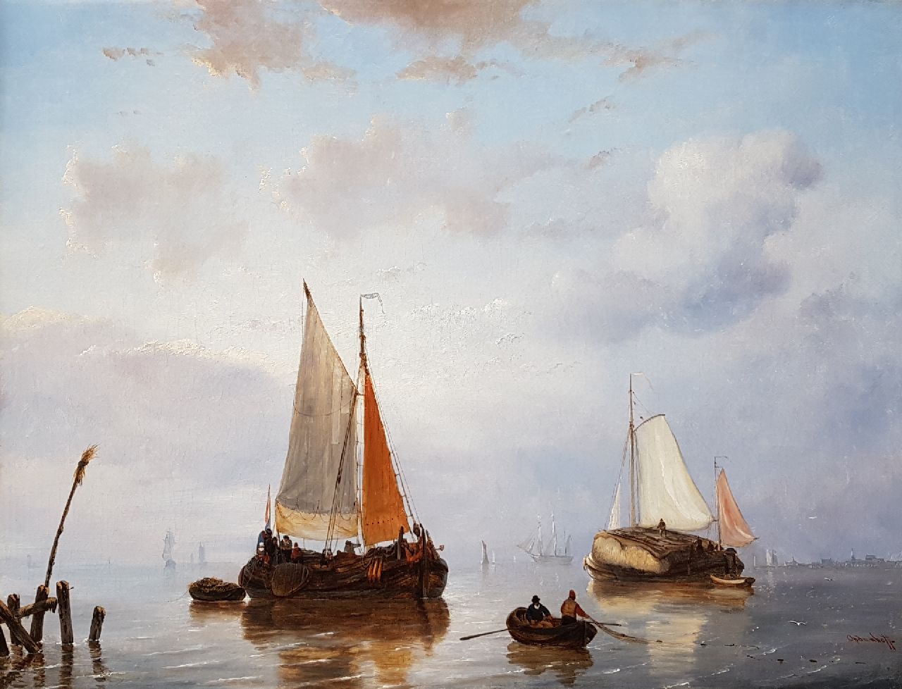 Opdenhoff G.W.  | Witzel 'George Willem' Opdenhoff | Paintings offered for sale | Shipping in a calm, oil on canvas 60.2 x 79.3 cm, signed l.r.