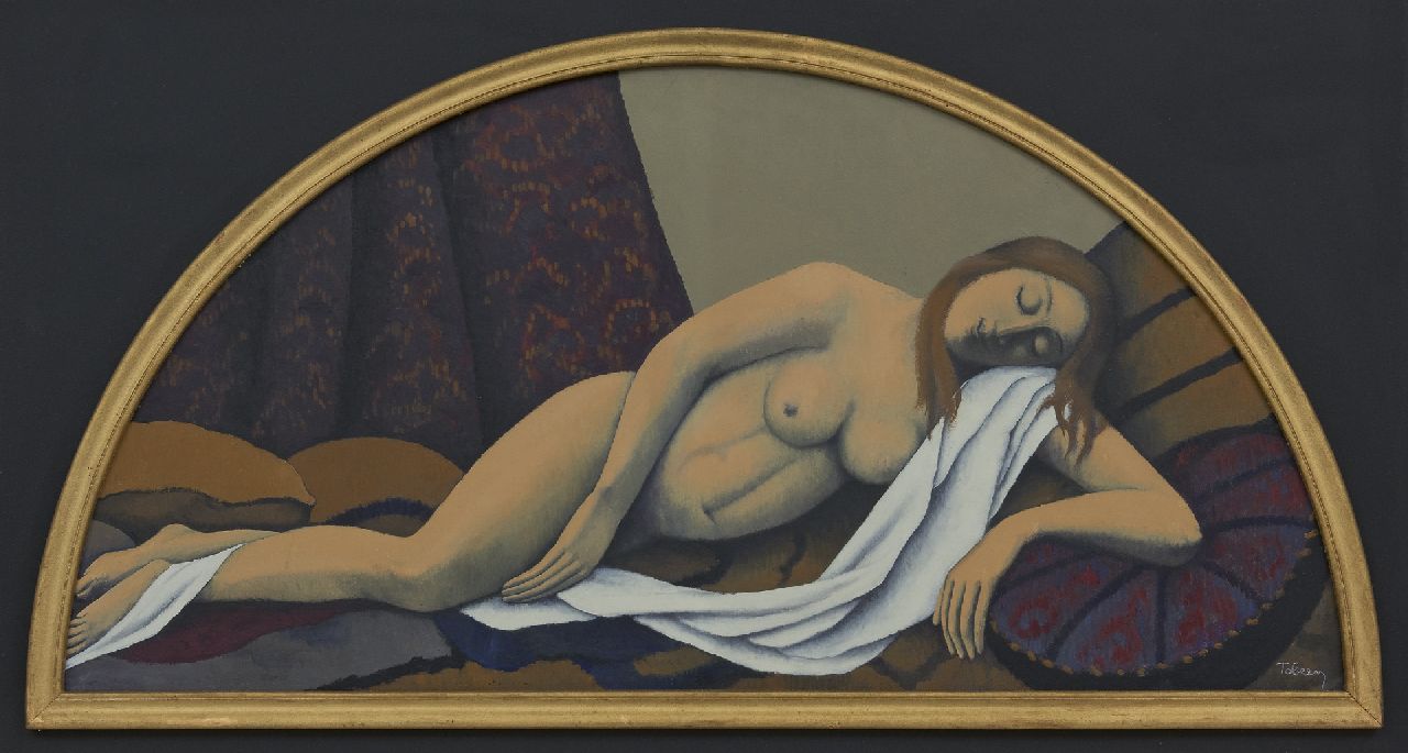 Tobeen | Nu couché, oil on board, 41.8 x 84.5 cm, signed l.r. and painted after 1920