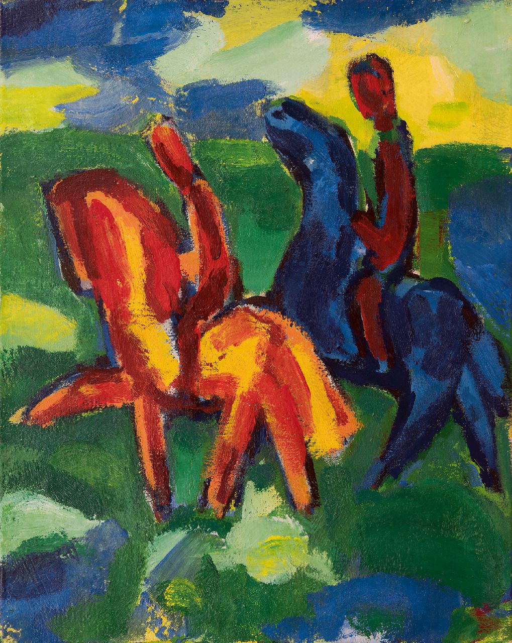 Benner G.  | Gerrit Benner, Two horsemen, oil on canvas 74.9 x 60.0 cm, signed on the reverse