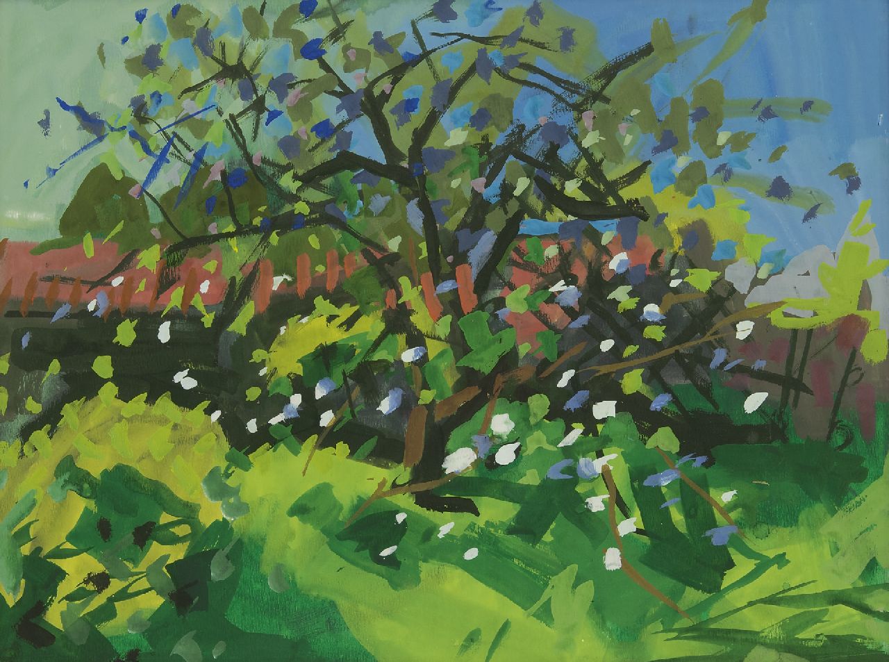 Zee J. van der | Jan van der Zee, Tree in bloom, gouache on paper 52.0 x 71.3 cm Zee J. van der | Jan van der Zee, Tree in bloom, gouache on paper 52.0 x 71.3 cm