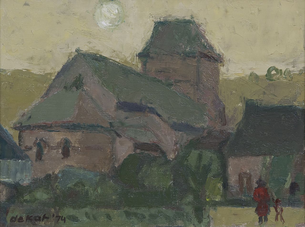 Kat O.B. de | 'Otto' Boudewijn de Kat | Paintings offered for sale | Church of Saint-Hippolyte, France, oil on canvas 29.5 x 38.6 cm, signed l.l. and dated '74