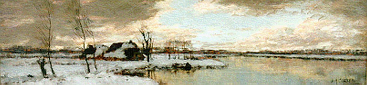 Gorter A.M.  | 'Arnold' Marc Gorter, A winter landscape, oil on panel 15.9 x 60.0 cm, signed l.r.