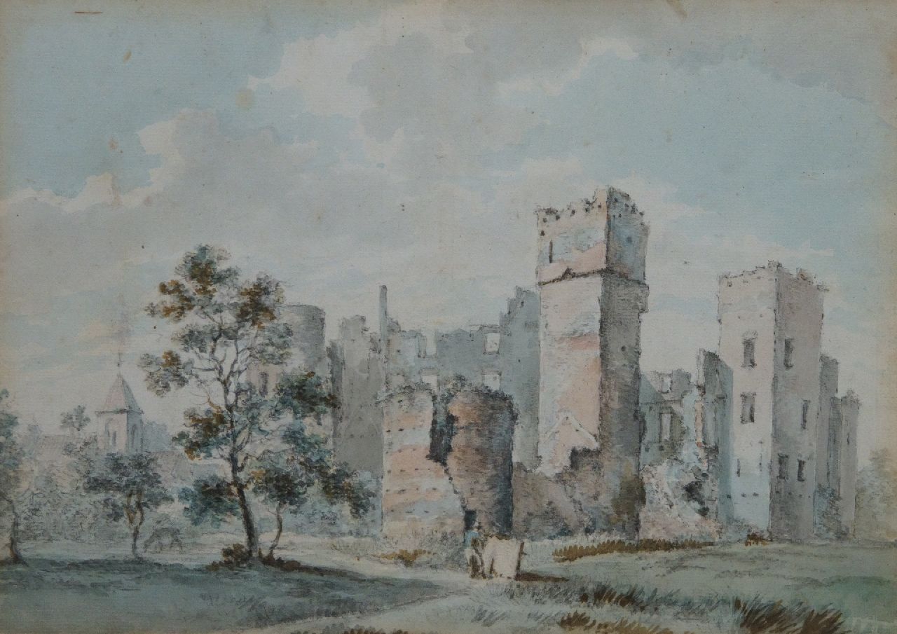 Jelgerhuis J.  | Johannes Jelgerhuis | Watercolours and drawings offered for sale | Ruins of castle de Haar near Haarzuilens, watercolour on paper 26.0 x 36.3 cm