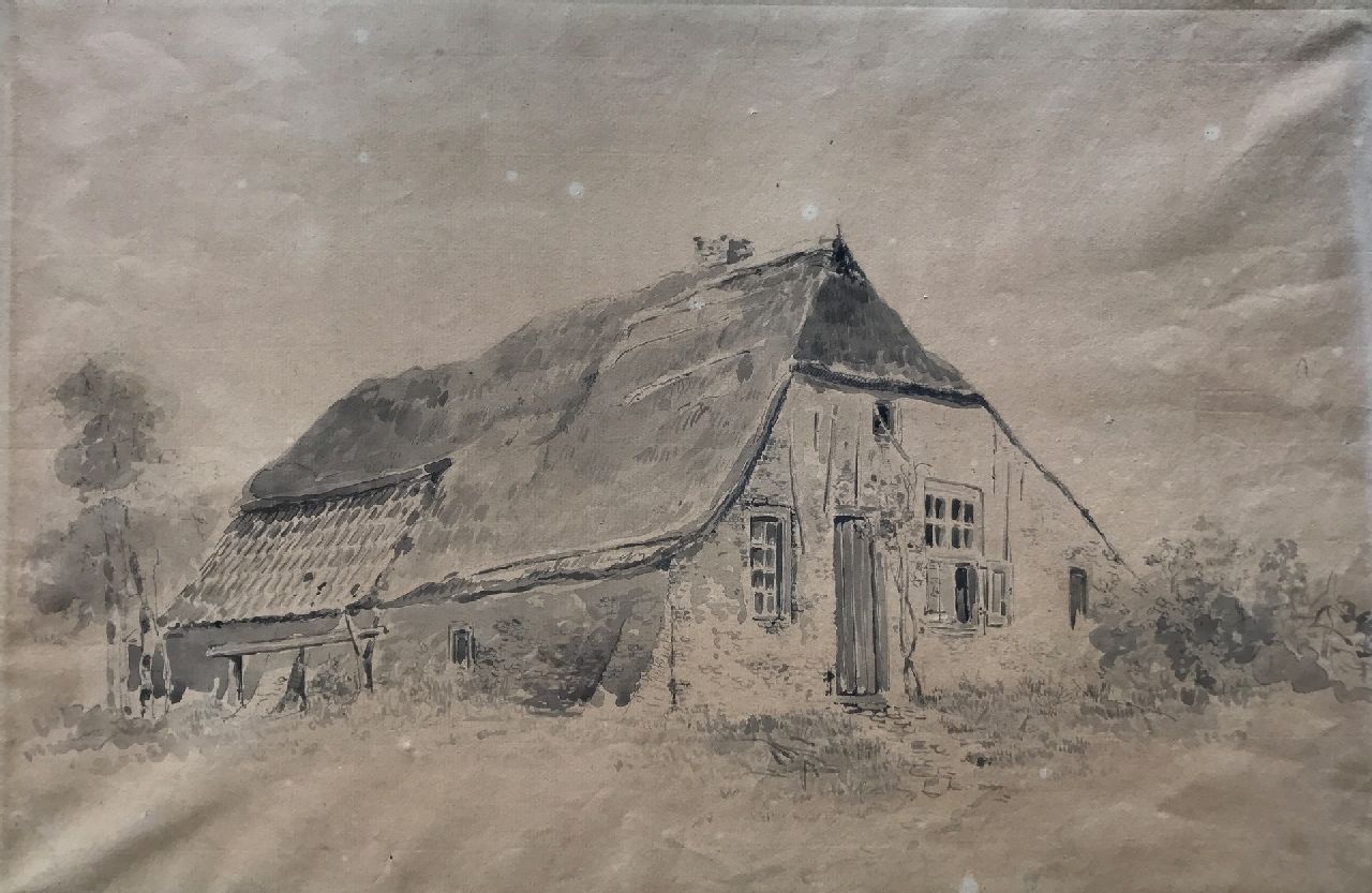Sande Bakhuyzen H. van de | Hendrikus van de Sande Bakhuyzen, Farm house, brush and ink on paper 31.3 x 44.3 cm, signed on the reverse