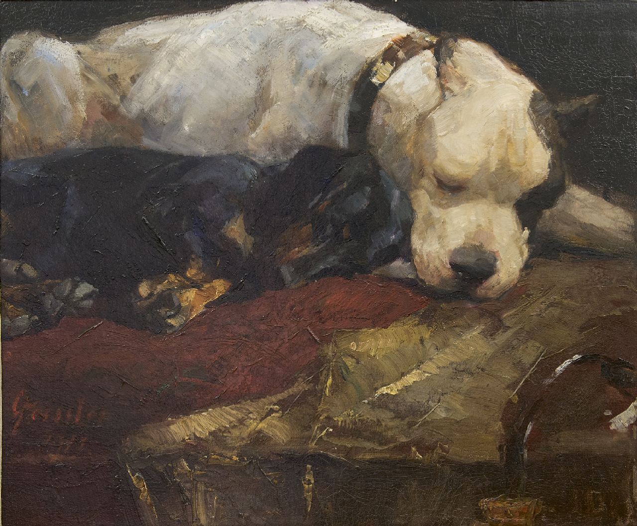 Geissler A.  | Arthur Geissler, Best friends, oil on painter's board 50.6 x 60.5 cm, signed l.l. and dated 1911