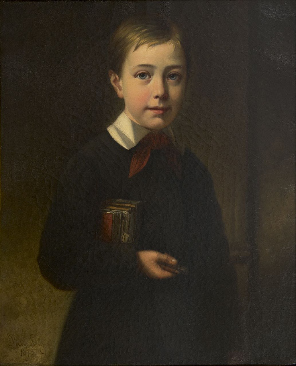 Joseph van Lil | Portrait of the painter's son Georges, oil on canvas, 63.3 x 51.5 cm, signed l.l. and dated 1875