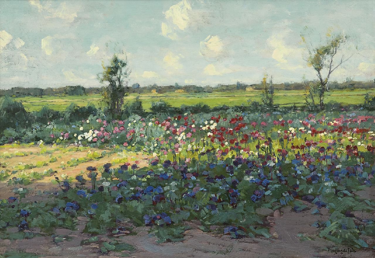 Bodifée J.P.P.  | Johannes Petrus Paulus 'Paul' Bodifée, Field of flowers, oil on paper laid down on board 35.3 x 50.4 cm, signed l.r.