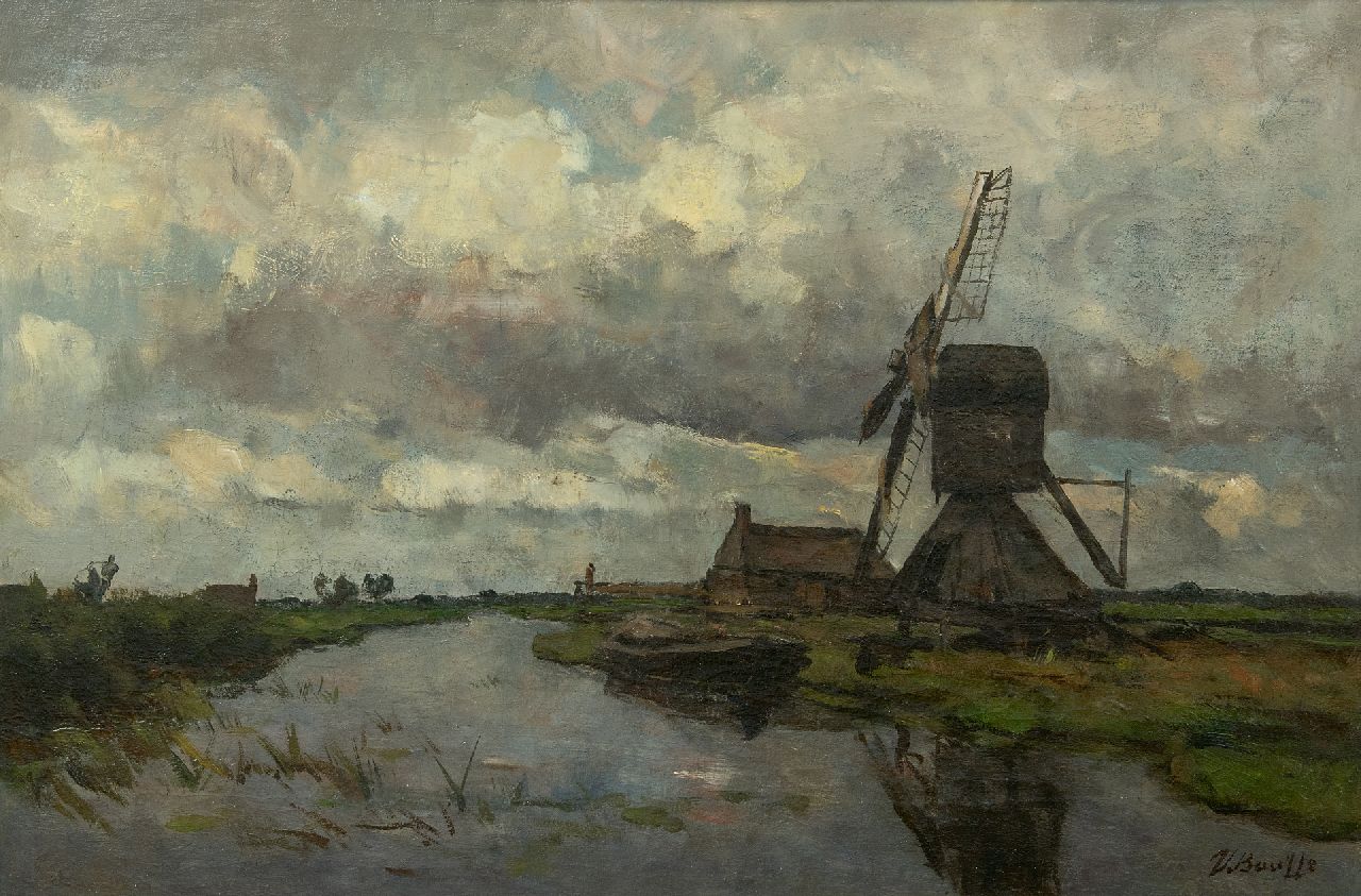 Bauffe V.  | Victor Bauffe | Paintings offered for sale | Windmill on a canal, oil on canvas 41.8 x 61.9 cm, signed l.r.