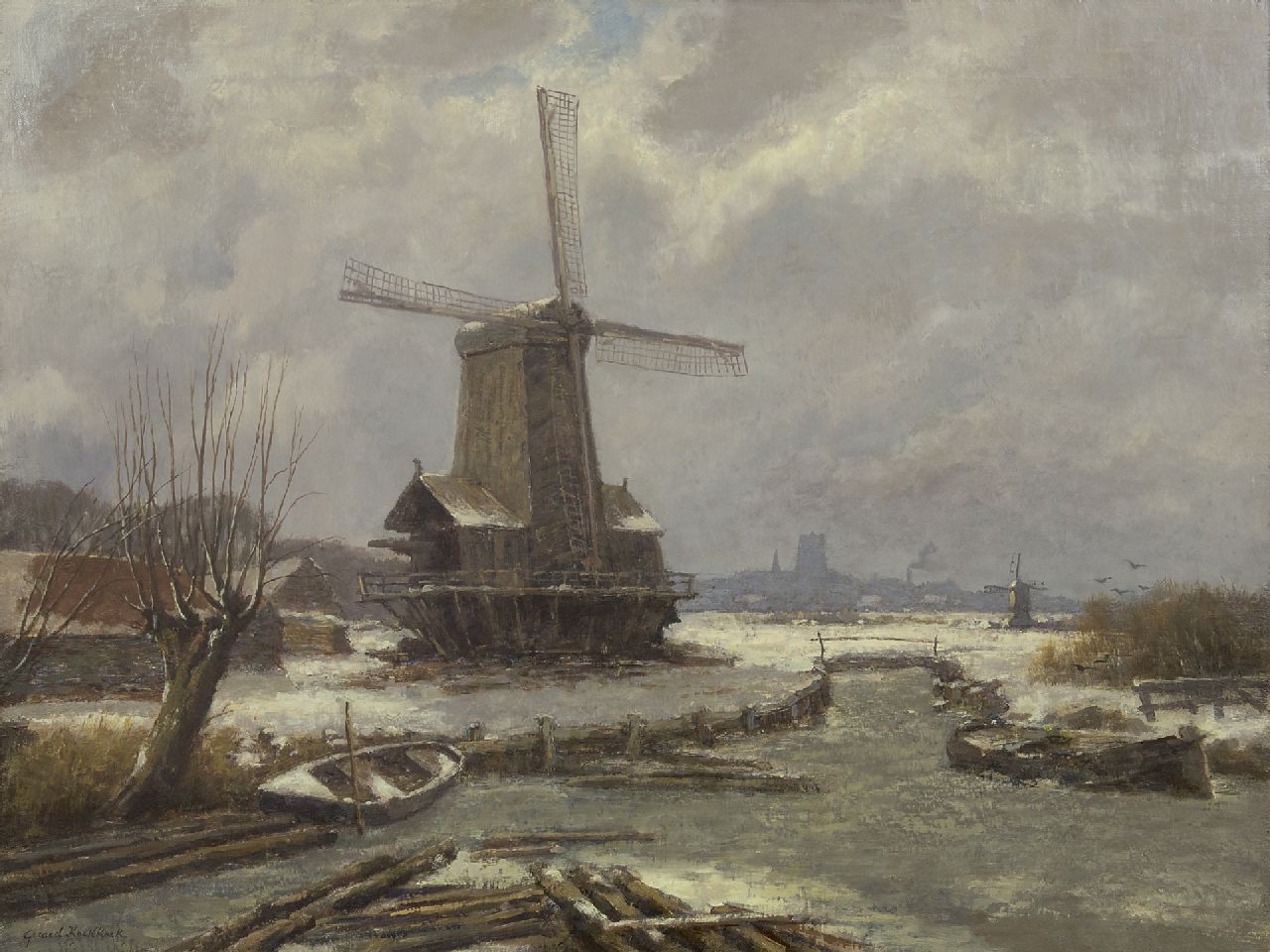 Koekkoek G.J.  | Gerardus Johannes 'Gerard' Koekkoek | Paintings offered for sale | Winter landscape with a sawmill, oil on canvas 60.3 x 80.0 cm, signed l.l. and without frame