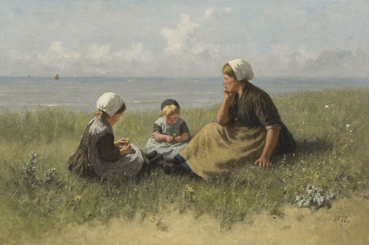 Artz D.A.C.  | David Adolphe Constant Artz, In the dunes, oil on canvas 60.3 x 90.2 cm, signed l.r.