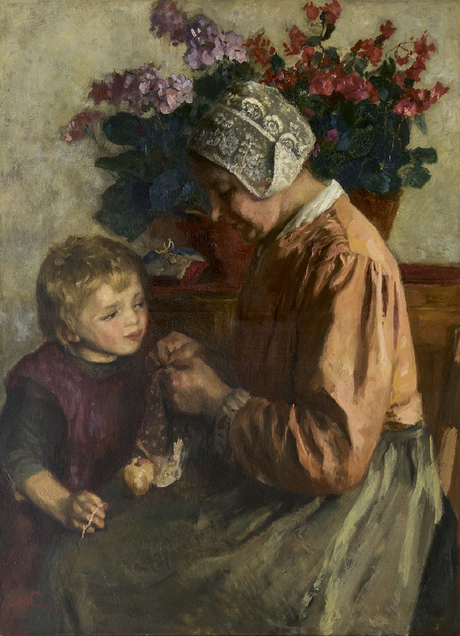 Neuhuys J.A.  | Johannes 'Albert' Neuhuys, Mother's work, oil on canvas 100.3 x 74.7 cm, signed l.l.