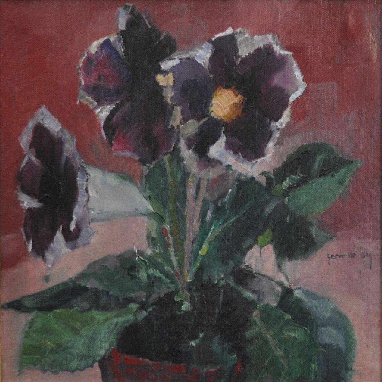 Germ de Jong | Gloksinia in bloom, oil on canvas, 30.5 x 30.2 cm, signed c.r.