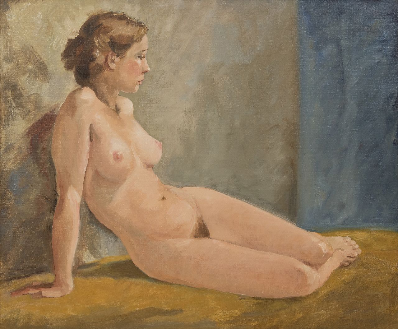 Hamers P.J.  | Philippus Jacob 'Flip' Hamers, Seated nude, oil on canvas 50.2 x 60.0 cm, signed l.r.