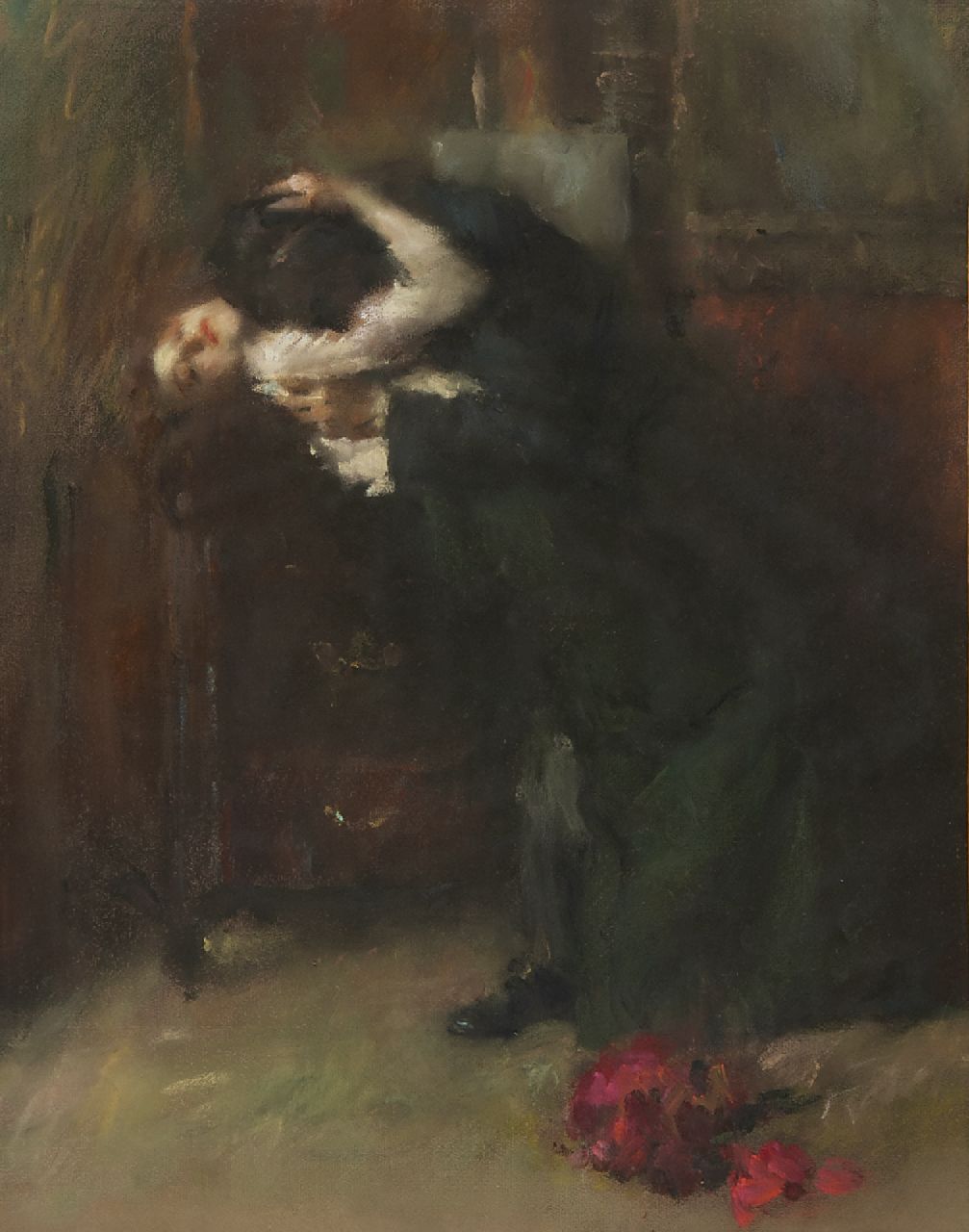 Ambrogio Alciati | The Kiss, pastel on paper, 57.5 x 46.3 cm