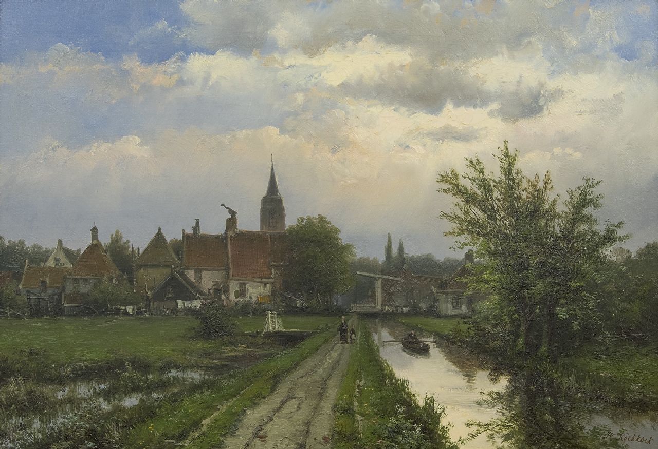 Koekkoek W.  | Willem Koekkoek, Landscape with village in the background, oil on canvas 40.8 x 58.5 cm, signed l.r.