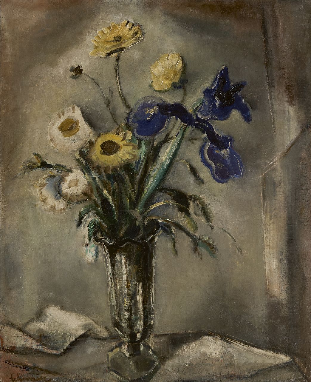 Schwarz S.  | Samuel 'Mommie' Schwarz | Paintings offered for sale | A still life of garden flowers, oil on canvas 65.0 x 54.8 cm, signed l.l.