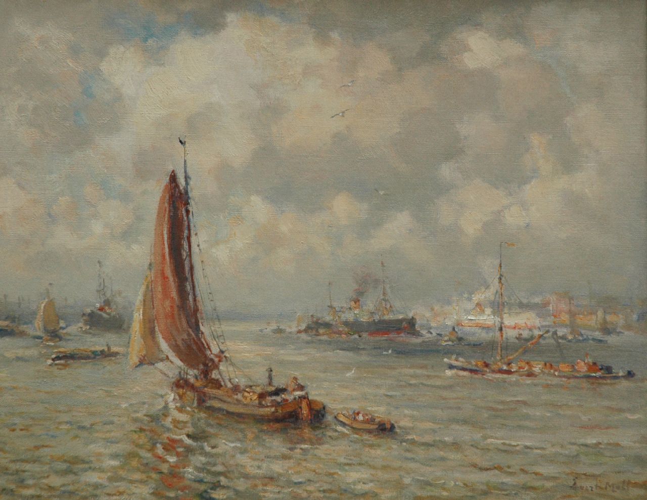 Moll E.  | Evert Moll | Paintings offered for sale | A harbour view of Rotterdam, oil on canvas 40.3 x 50.0 cm, signed l.r.