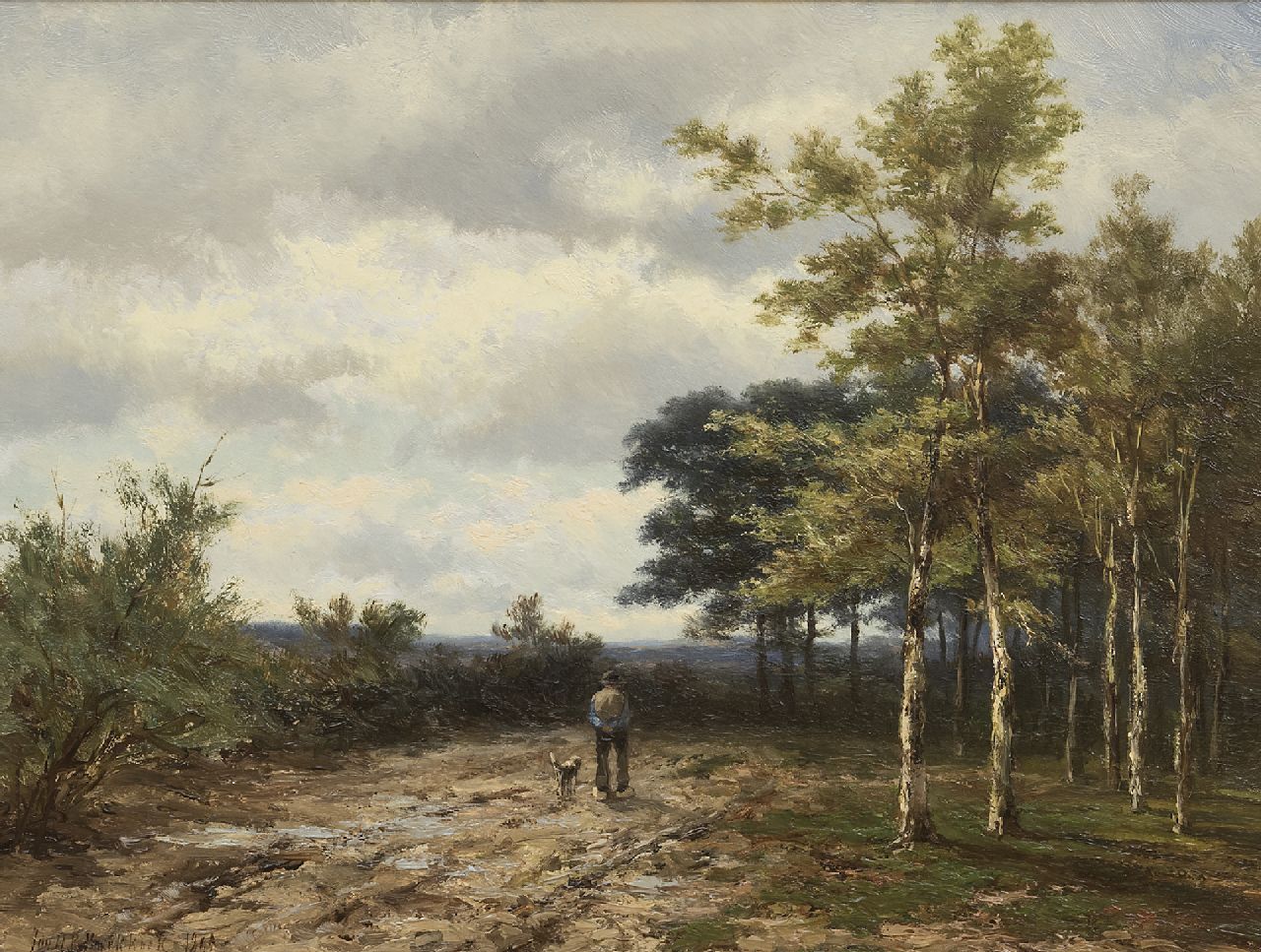 Koekkoek J.H.B.  | Johannes Hermanus Barend 'Jan H.B.' Koekkoek | Paintings offered for sale | Strolling farmer with his dog, oil on panel 38.1 x 49.8 cm, signed l.l. and dated 1898