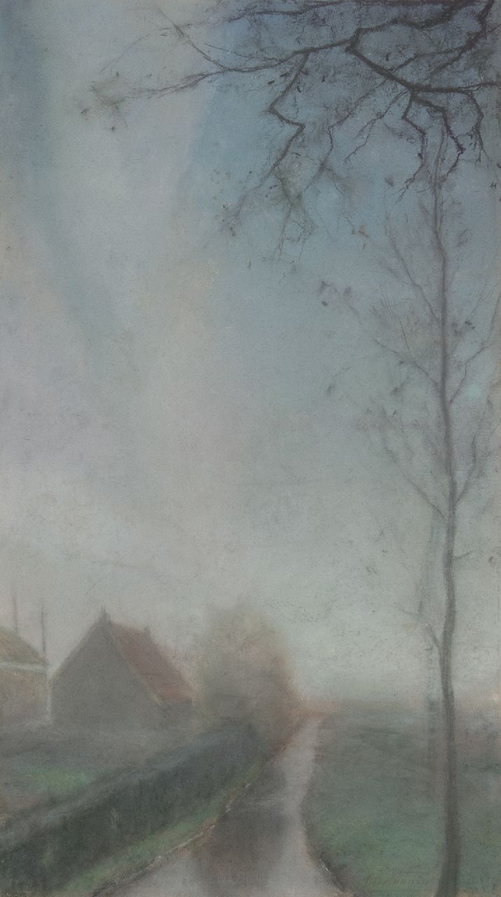 Nanninga D.B.  | Dirk Berend Nanninga | Watercolours and drawings offered for sale | Autumn morning, pastel on cardboard 76.5 x 45.0 cm, signed l.r.