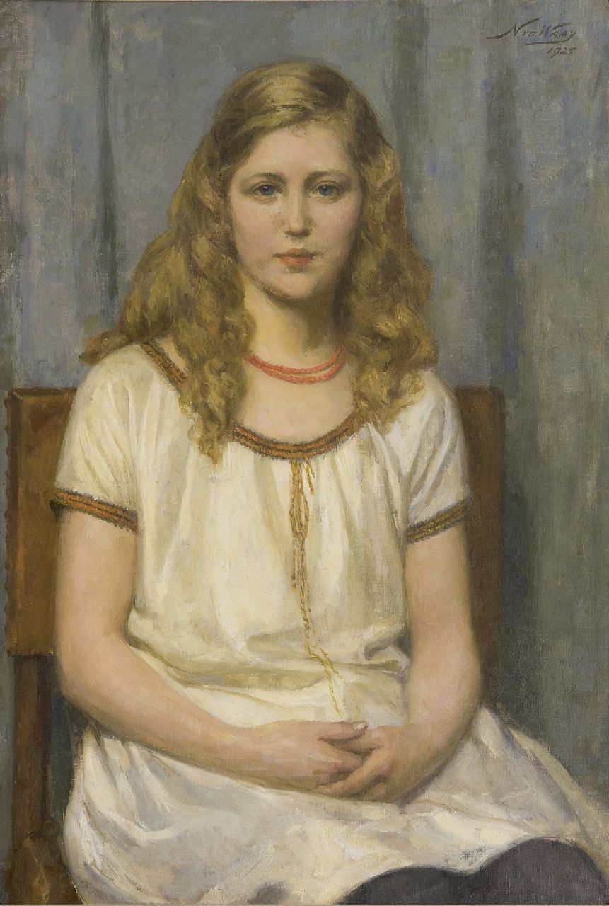 Waay N. van der | Nicolaas van der Waay, Portrait of miss T. de K., oil on canvas 80.3 x 54.0 cm, signed u.r. and dated 1925