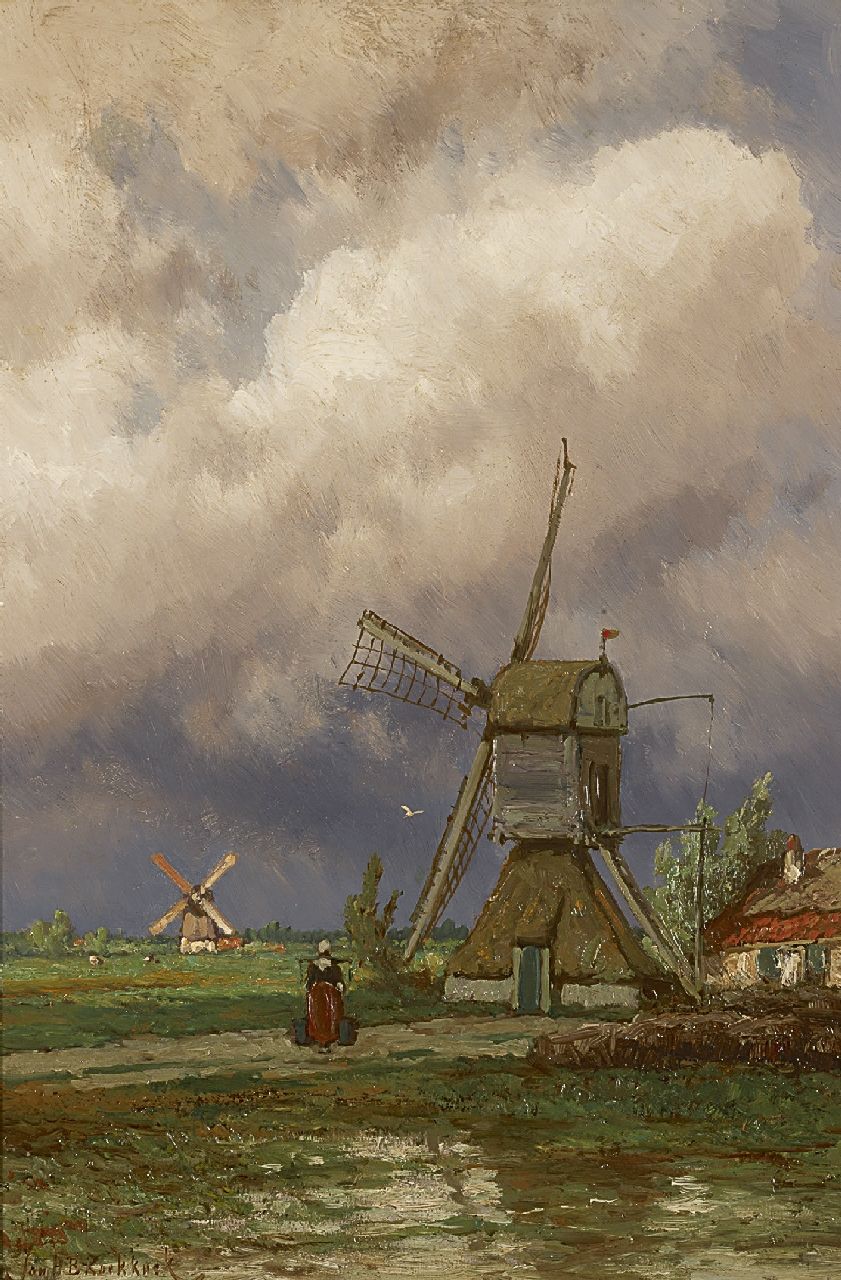 Koekkoek J.H.B.  | Johannes Hermanus Barend 'Jan H.B.' Koekkoek | Paintings offered for sale | Mills in the polder near Kortenhoef, oil on panel 49.5 x 33.0 cm, signed l.l.